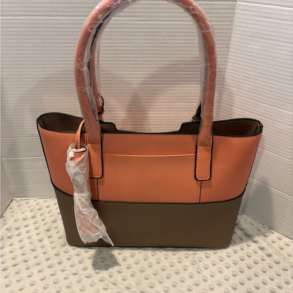 Elegant Orange and Brown Satchel